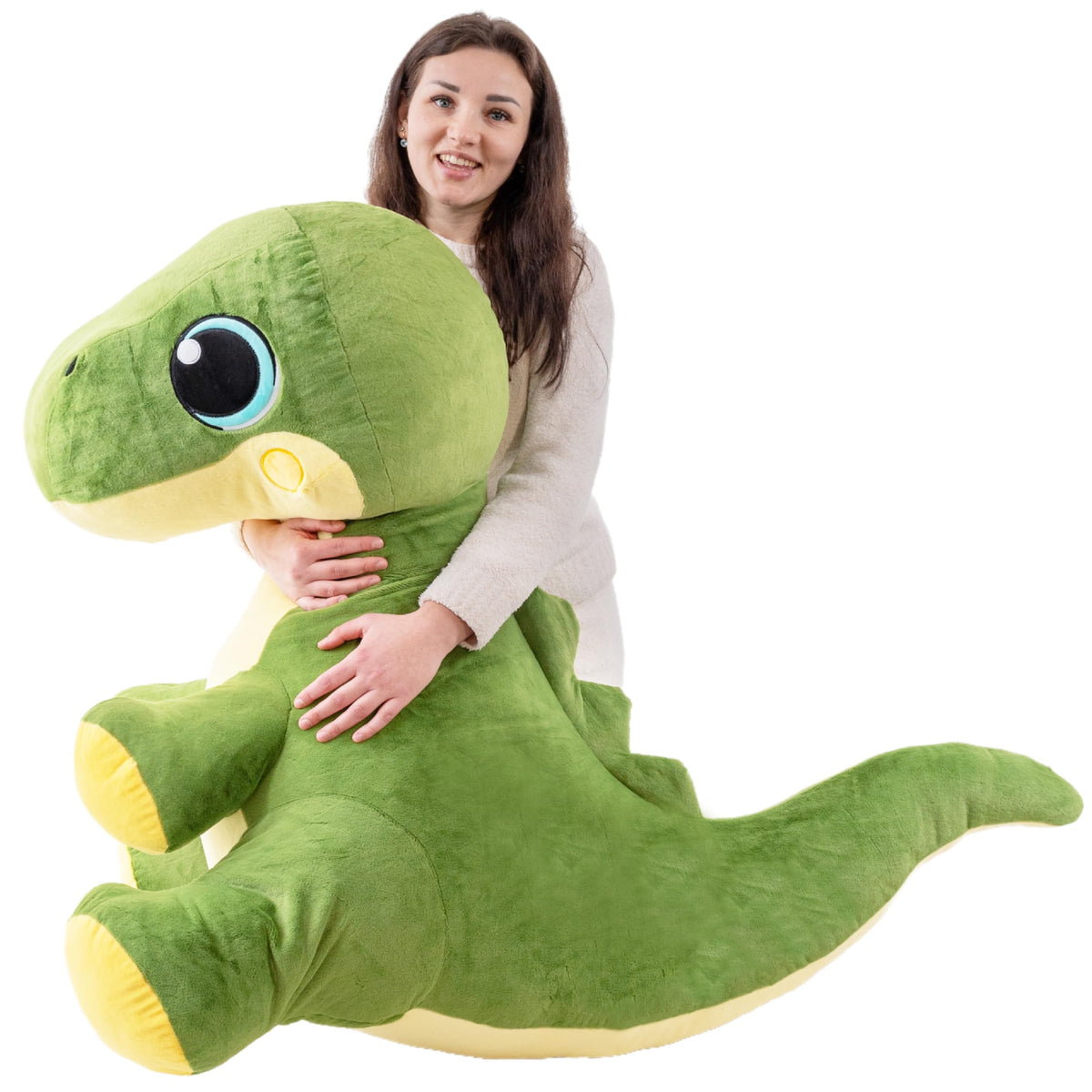 Jrystar 31-inch dinosaur plush full-body view, perfect for cuddles and decor.