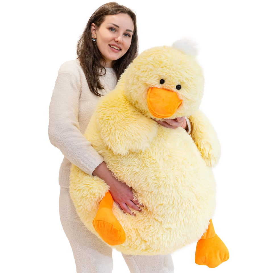 Jrystar 43-inch giant duck stuffed toy offers a warm hug and cozy decor