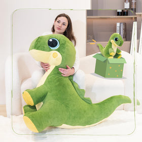 Jrystar dinosaur plush decor on couch, charming room focal point and party accent.