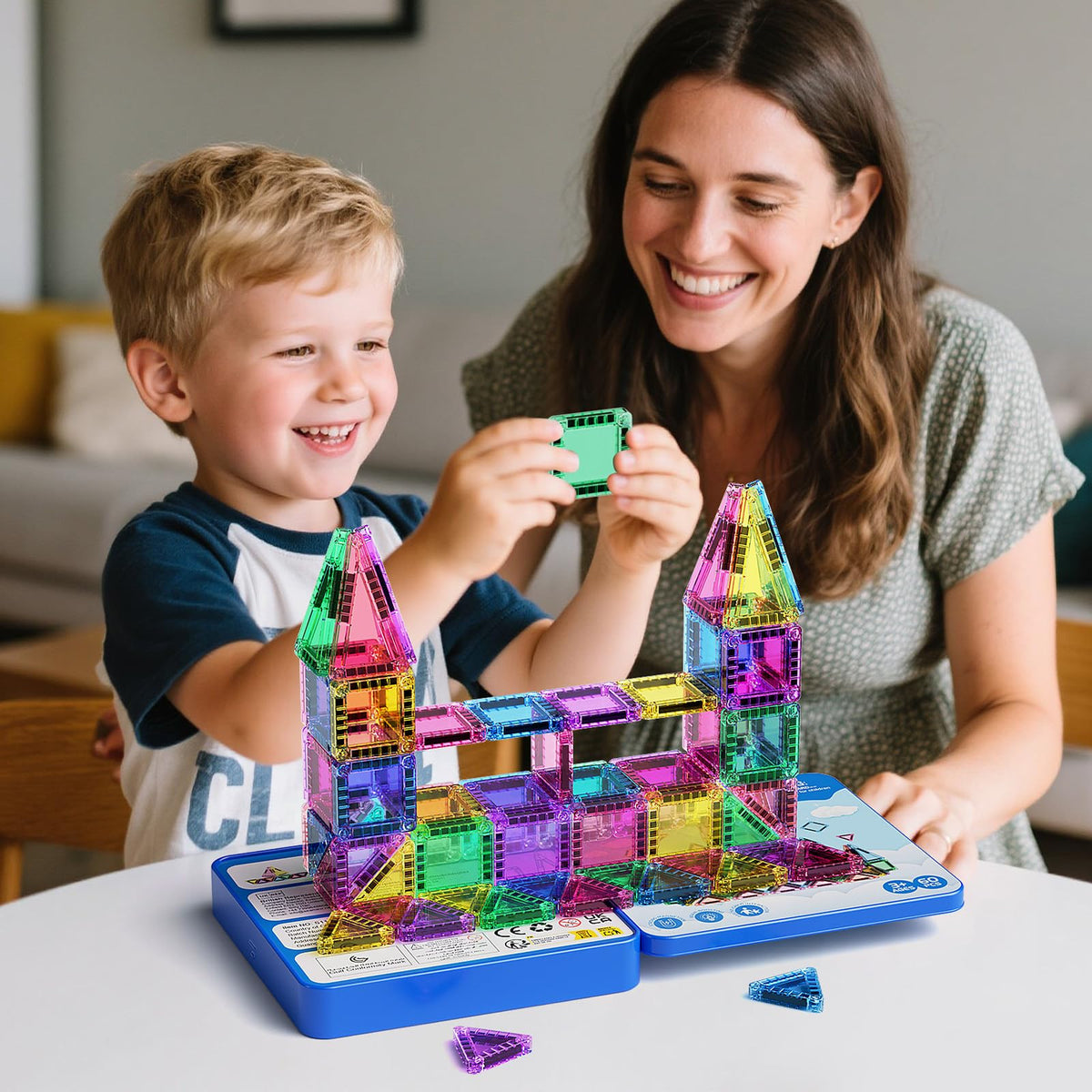 JSDKFJSA tiles with smooth edges for safe, easy grasp by toddlers.