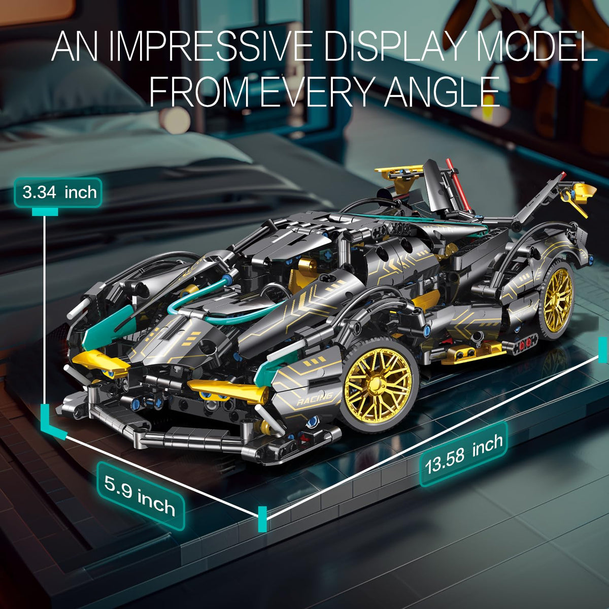 JSINMA Lambo 1:14 scale dimensions for shelf display.