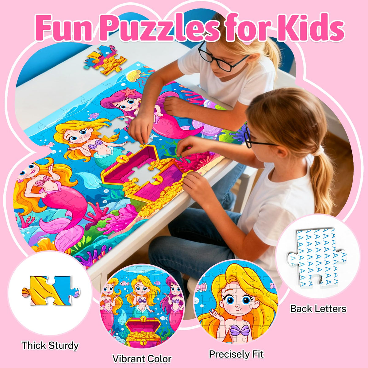 Jsonebatu princess 100-piece puzzle uses bright colors to invite curious problem solving