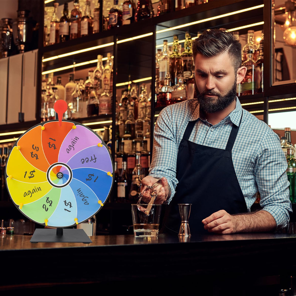 JstFrU prize wheel setup for promotional events and fairs