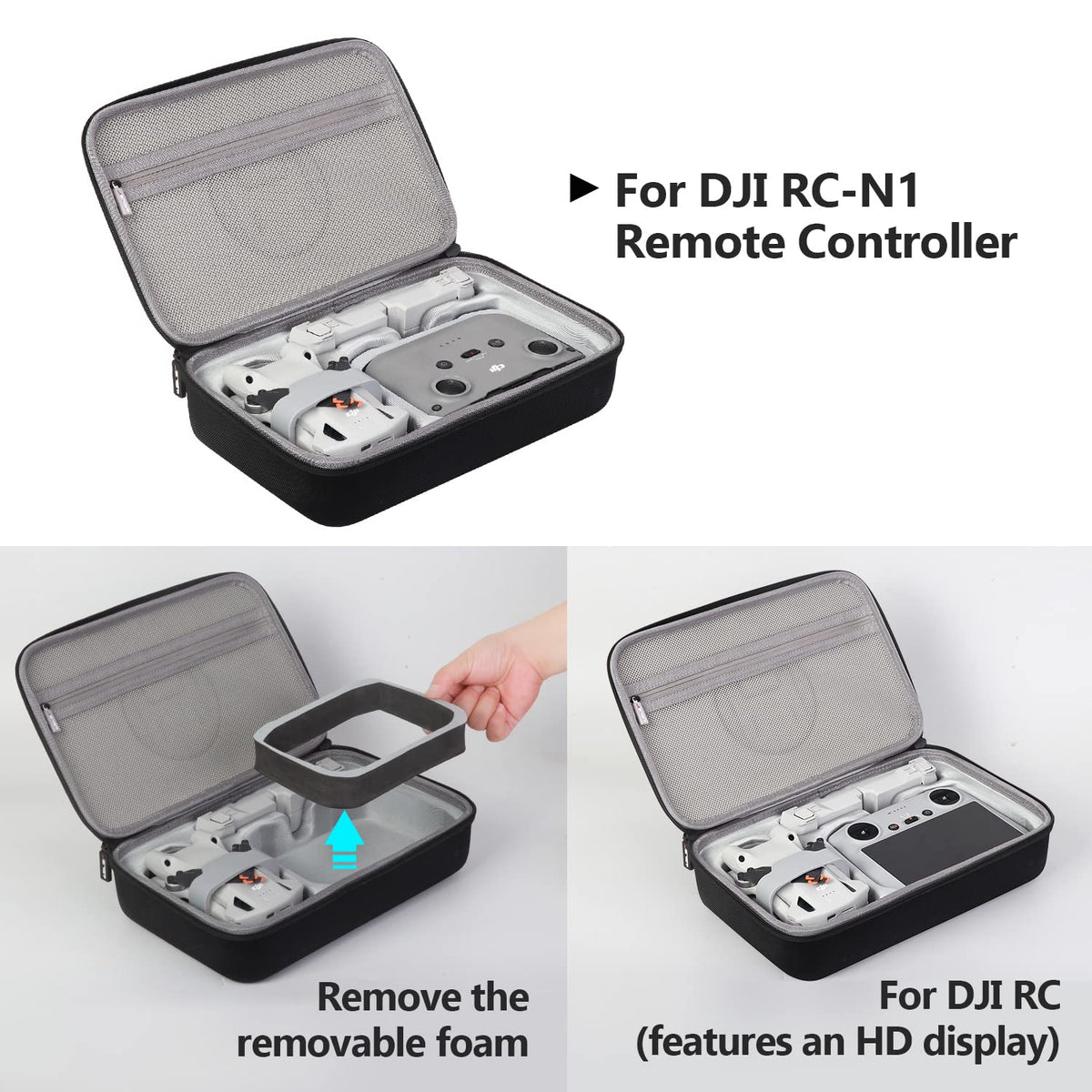 JSVER case interior foam securely holds drone and accessories for travel