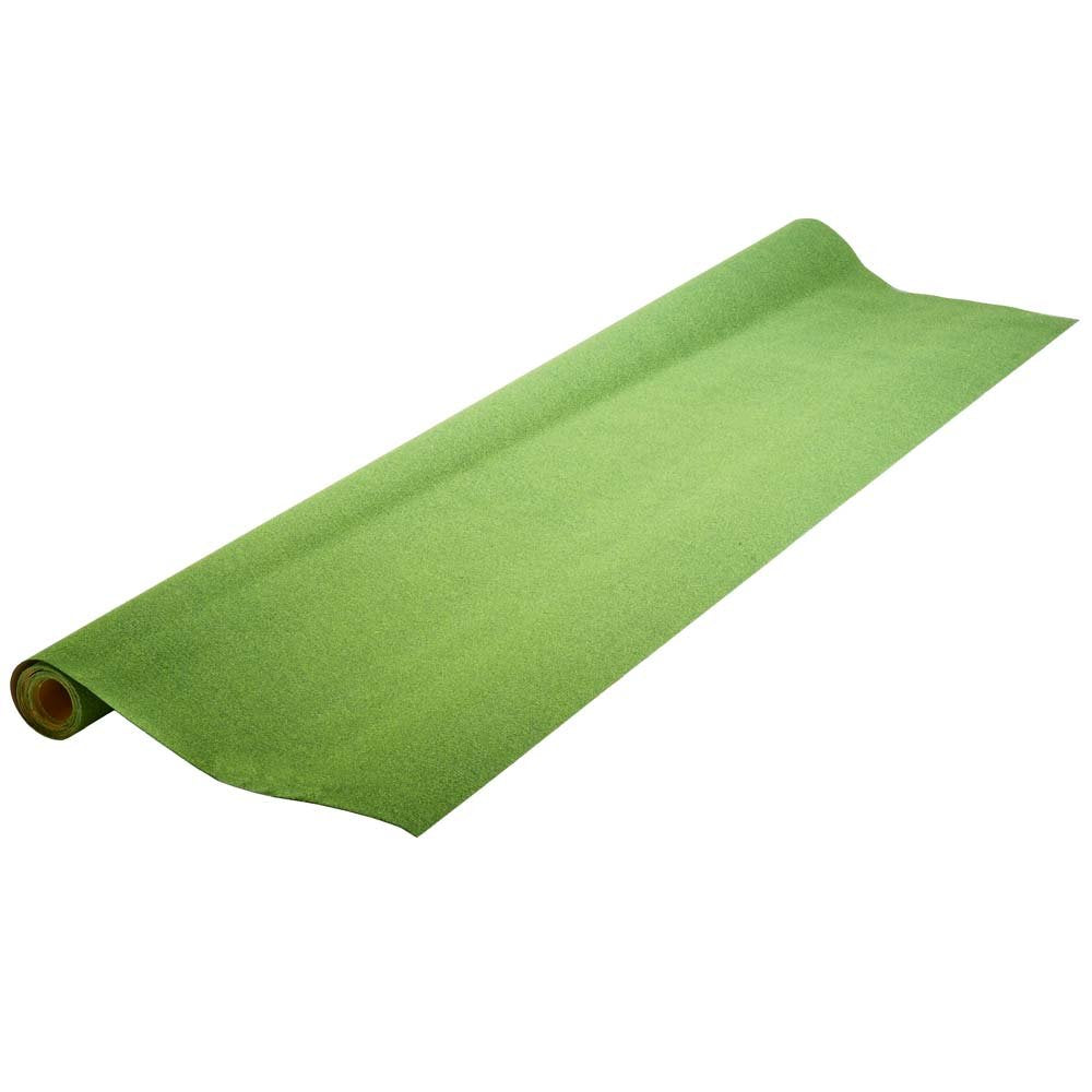 JTT grass mat 50x100 inches in light green, ideal base for train layouts