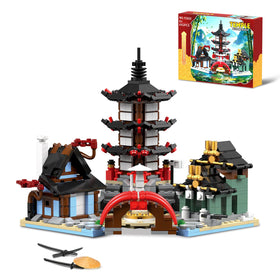 JUALDN Japanese Temple AFOL set pagoda and bridge for elegant display and mindful building
