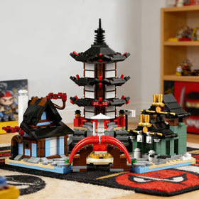JUALDN Ninja temple with houses shows intricate details for immersive construction