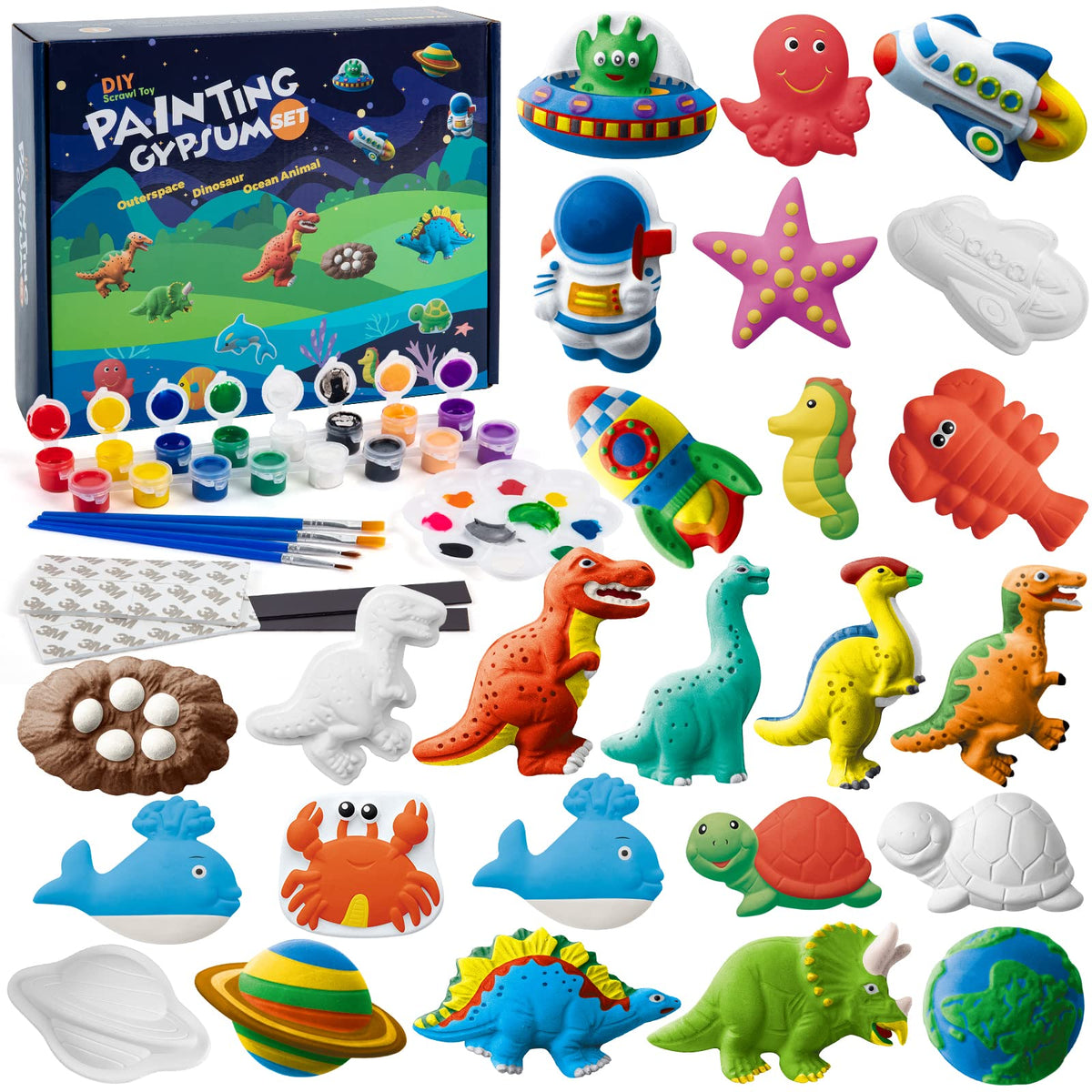 Juboury Kids painting figurines set for imaginative play and color exploration