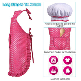 Juboury pink apron and chef hat for dressing up as a chef