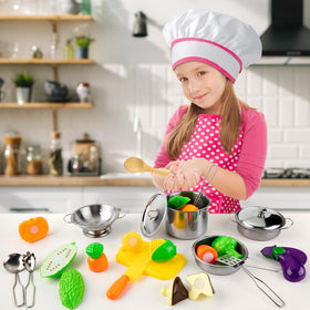Juboury colander integrated into the pretend kitchen setup