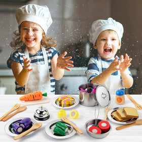 Juboury bell sound enhances kitchen role-play and storytelling during pretend meals