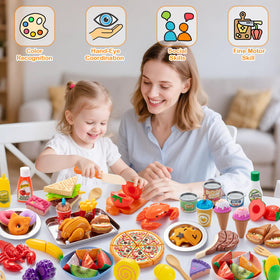 Juboury toy food cutting set supports fine motor skills and imaginative play