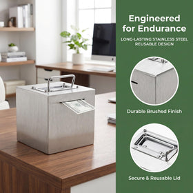 Jucoan 6x6x6-inch cube piggy bank fits on shelves