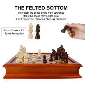 Juegoal handcrafted pine wood chess pieces with a warm natural grain