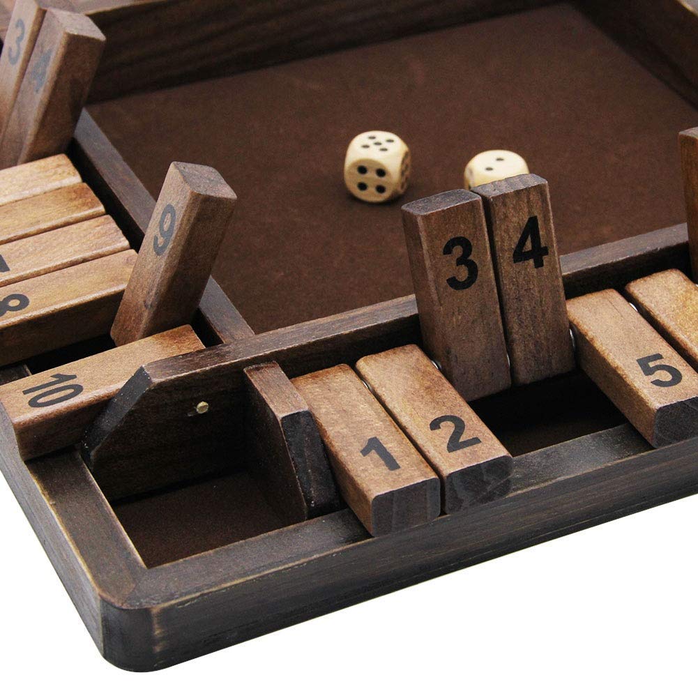 Juegoal Shut The Box 11.8-inch square board size for easy setup.