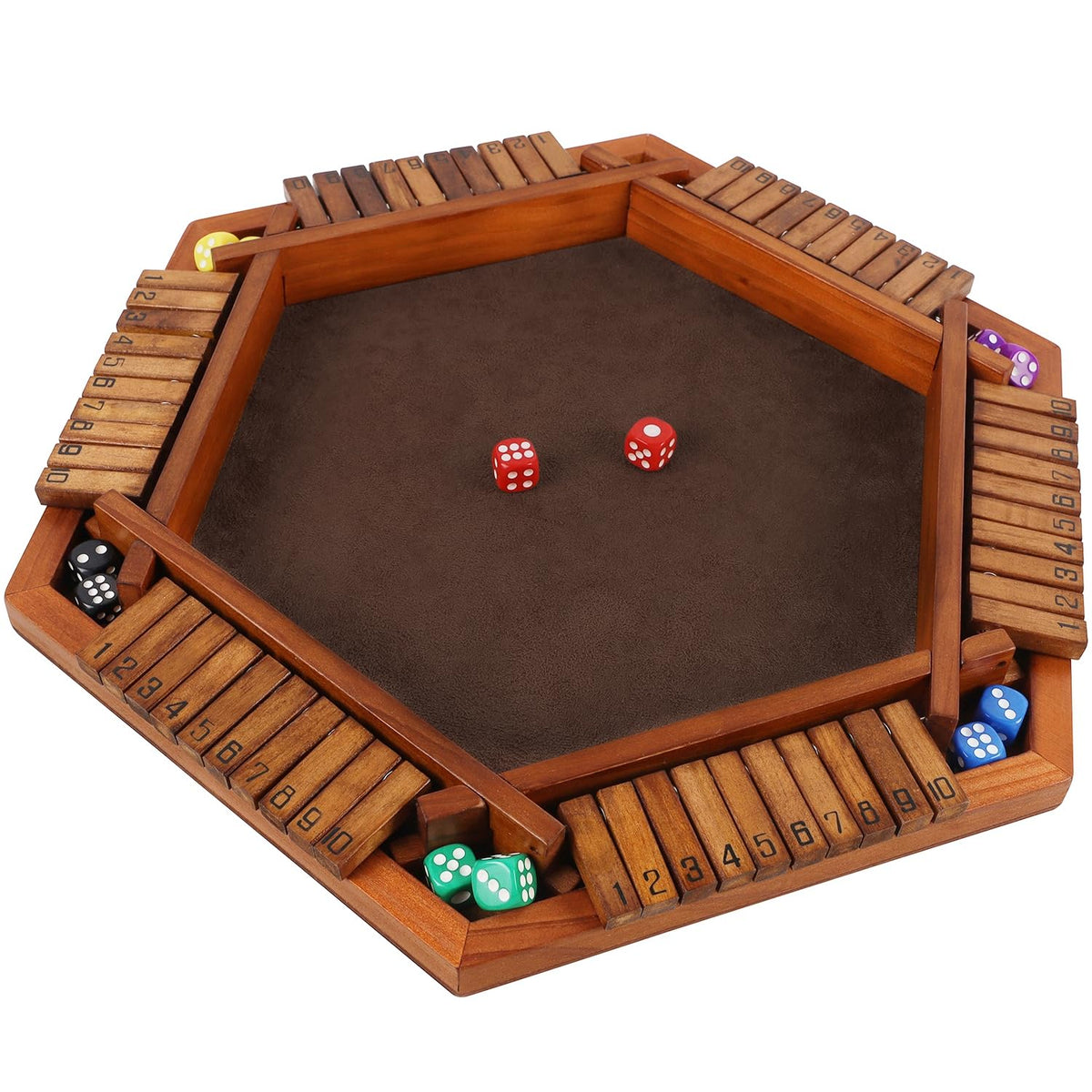 Juegoal Shut The Box wooden box overview for family play