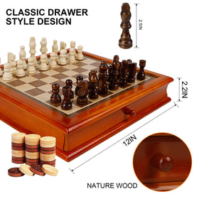 Juegoal storage drawer with chess pieces neatly stored for travel