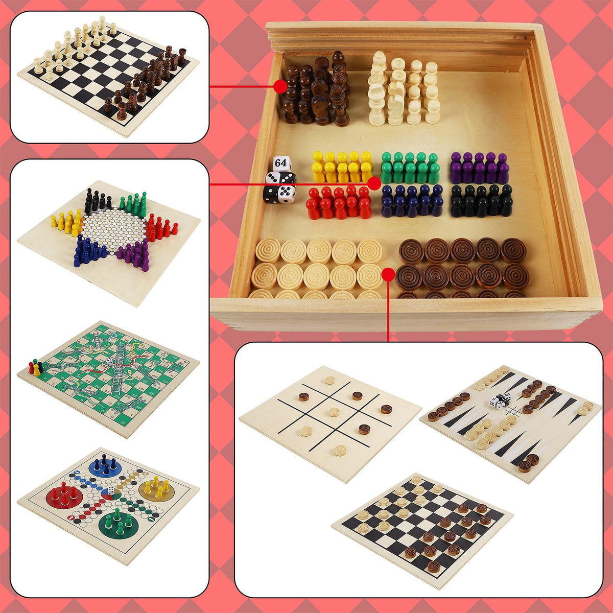 Juegoal wooden chess pieces offer smooth movement and safe play.