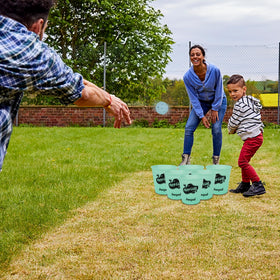 Juegoal yard setup shows a portable play area outdoors