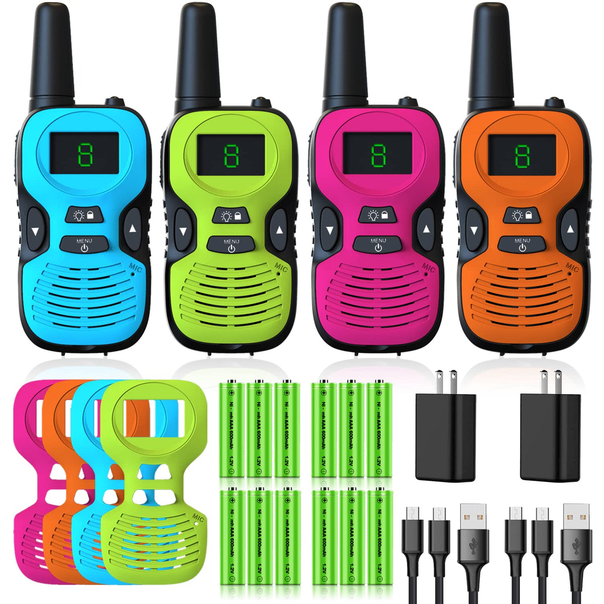 Jueion Kids Walkie Talkies with colorful shells for easy color selection during outdoor play.