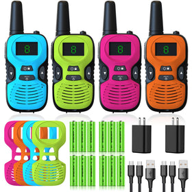 Jueion Kids Walkie Talkies with colorful shells for easy color selection during outdoor play.