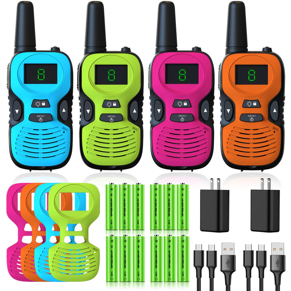 Jueion Kids Walkie Talkies with colorful shells for easy color selection during outdoor play.
