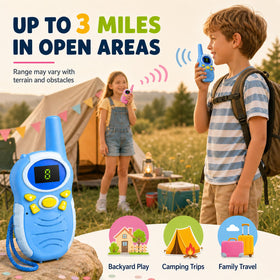 Jueion kids walkie talkies with built-in flashlight for night adventures.