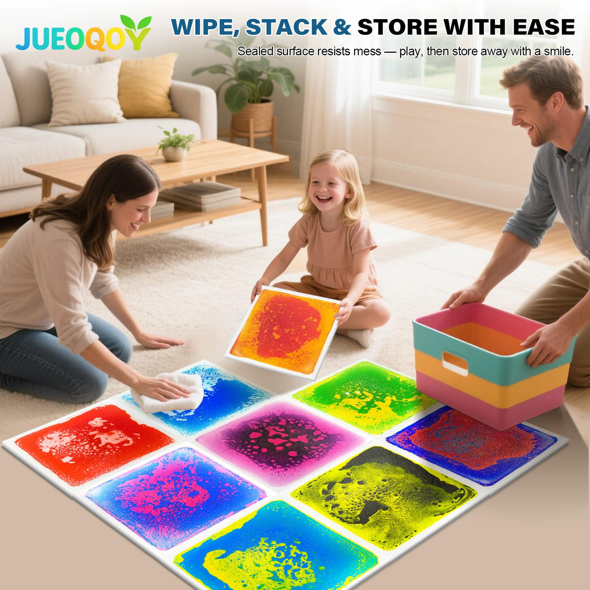 JUEOQOY calming-zone tiles offer a screen-free option for focus and soothing play