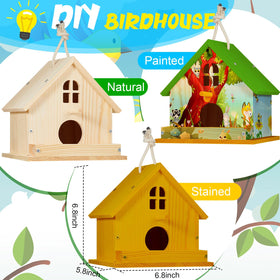 Juexica birdhouse kit painted wooden birdhouse in progress.
