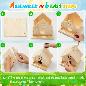 Juexica birdhouse kit screwdriver and screws simplify installation.