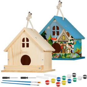 Juexica birdhouse kit wooden boards ready for kid-friendly assembly.