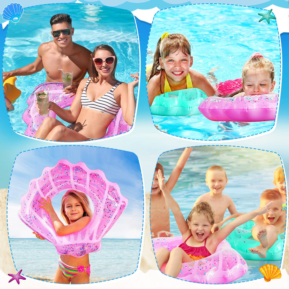 Juexica shell swim ring family pool time moment