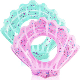 Juexica shell swim ring pink glitter enhances visibility for safe pool fun