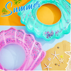 Juexica shell swim ring translucent shell with sequins sparkling in sun