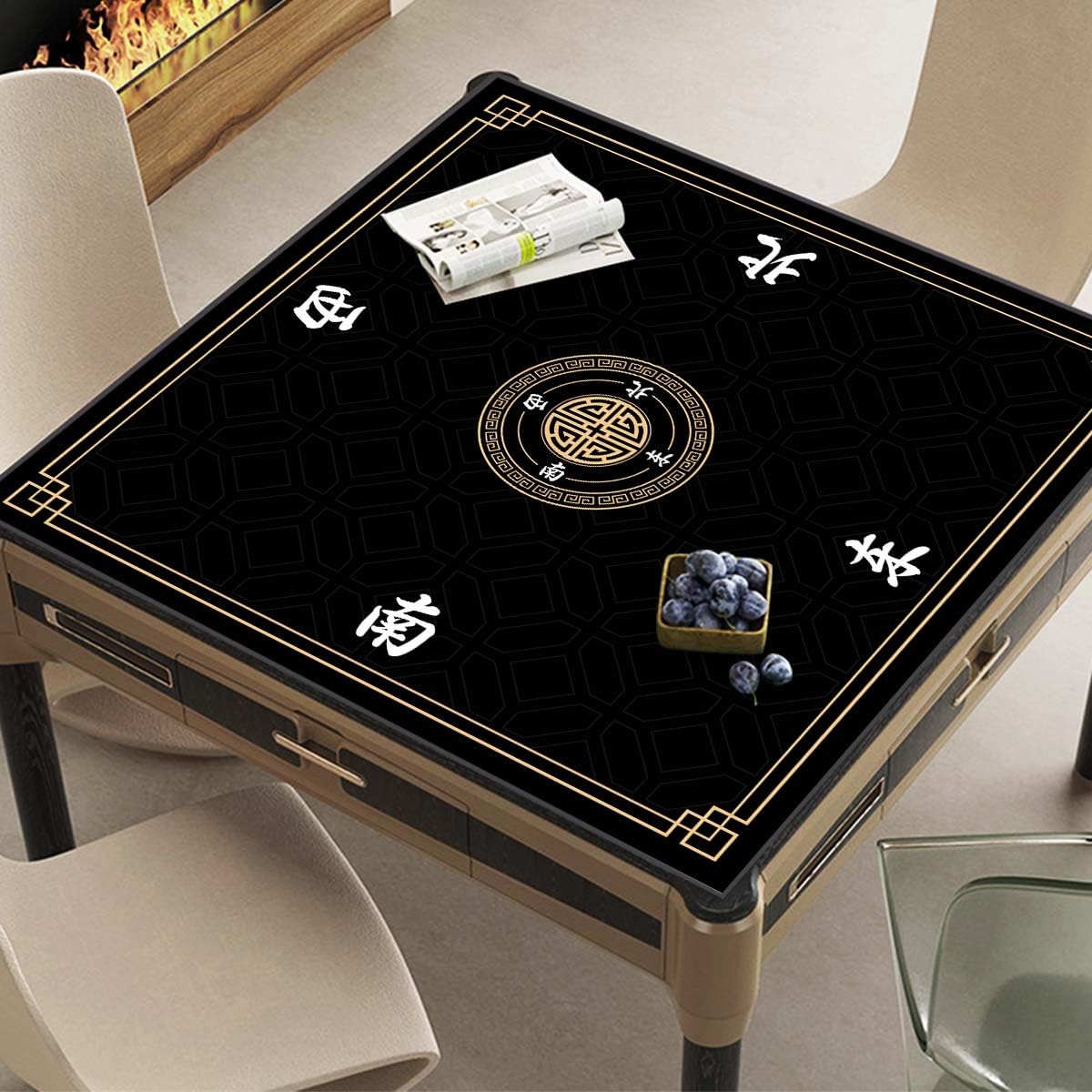 JUFORHQC Mahjong mat with cloth bag and reinforced box for dual storage.