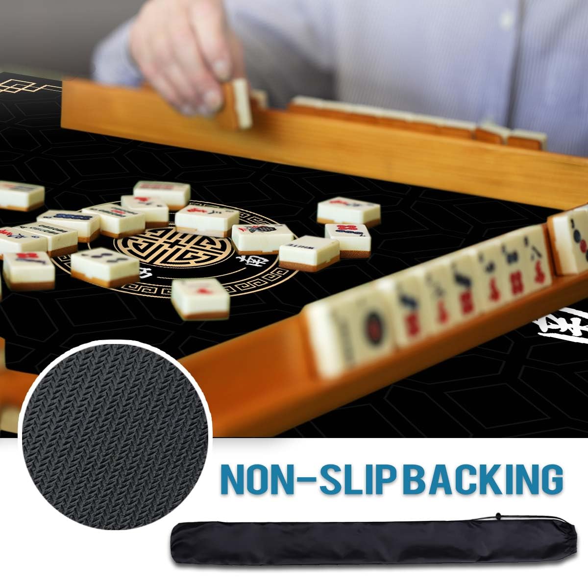 JUFORHQC Mahjong mat made of durable polyester fabric for long-lasting use.