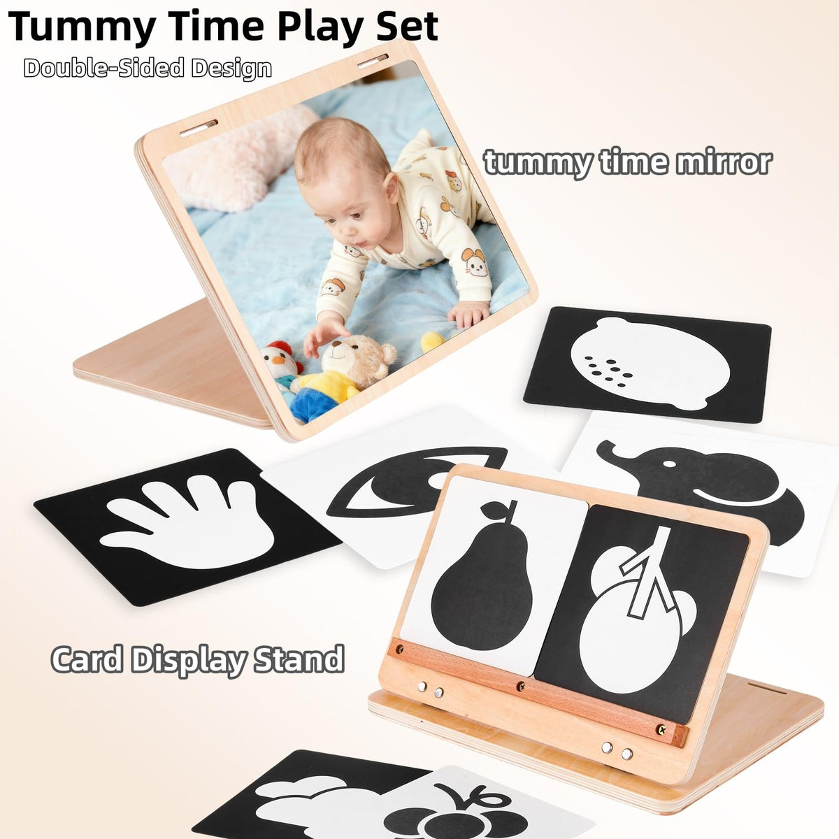 Juhg tummy time mirror features adjustable angle for versatile viewing.
