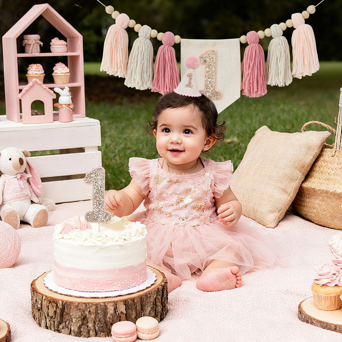 JUIIZAY girl birthday decor set boosts party aesthetics.