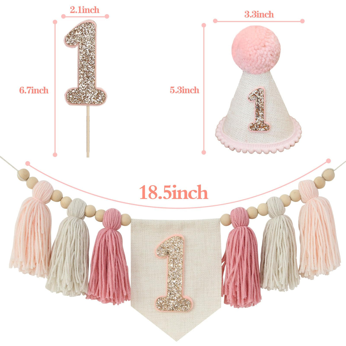 JUIIZAY handmade birthday crown hat adds a charming topper.