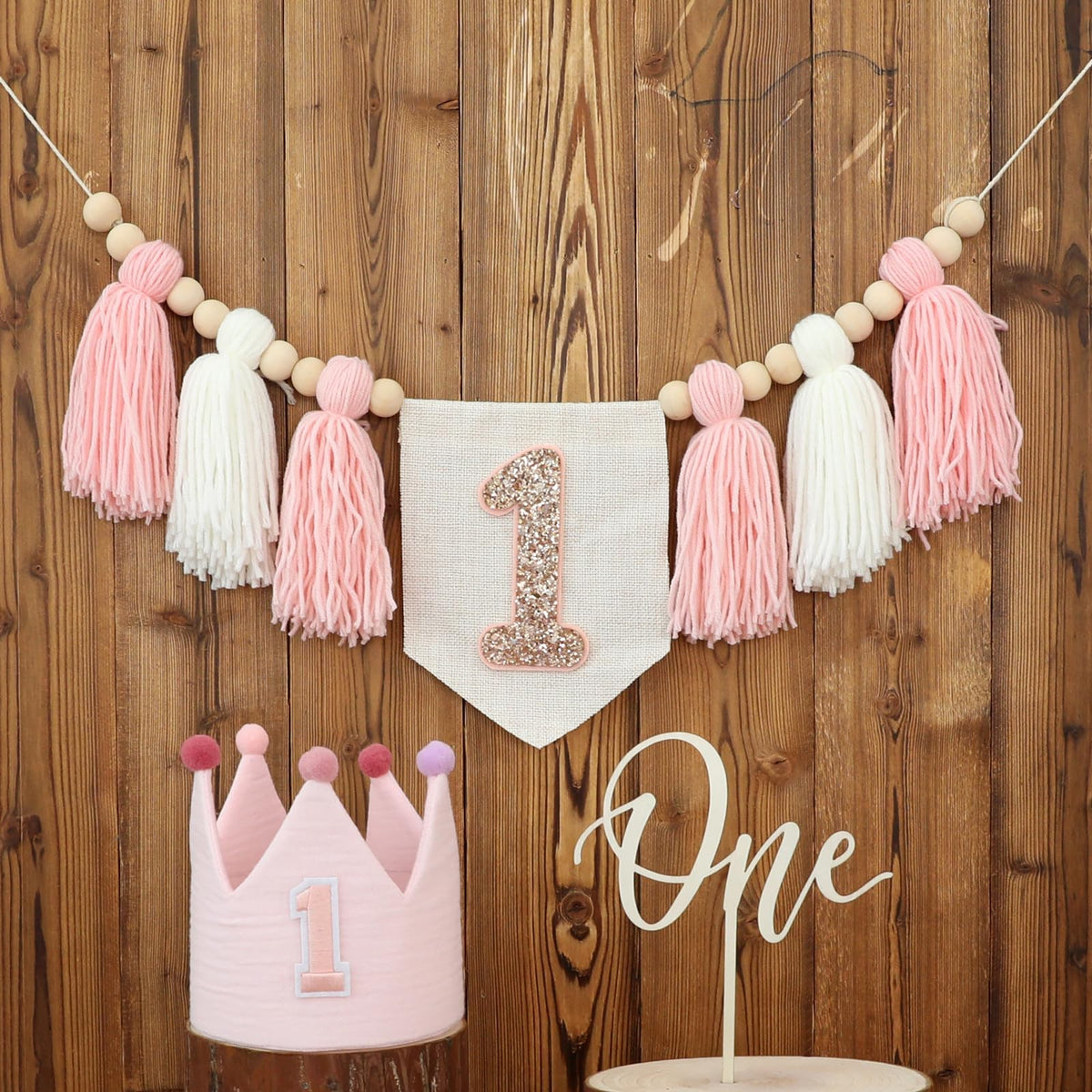 JUIIZAY pink birthday decor set harmonizes the theme