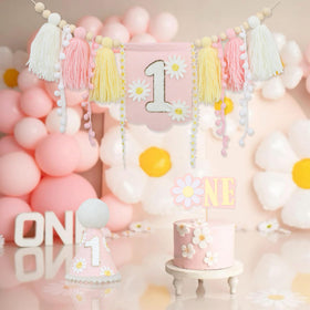 JUIIZAY pink daisy baby photo prop set for milestones