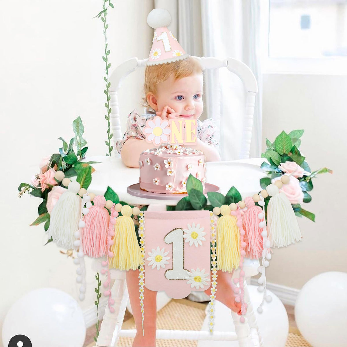 JUIIZAY pink daisy party backdrop inspiration for photos