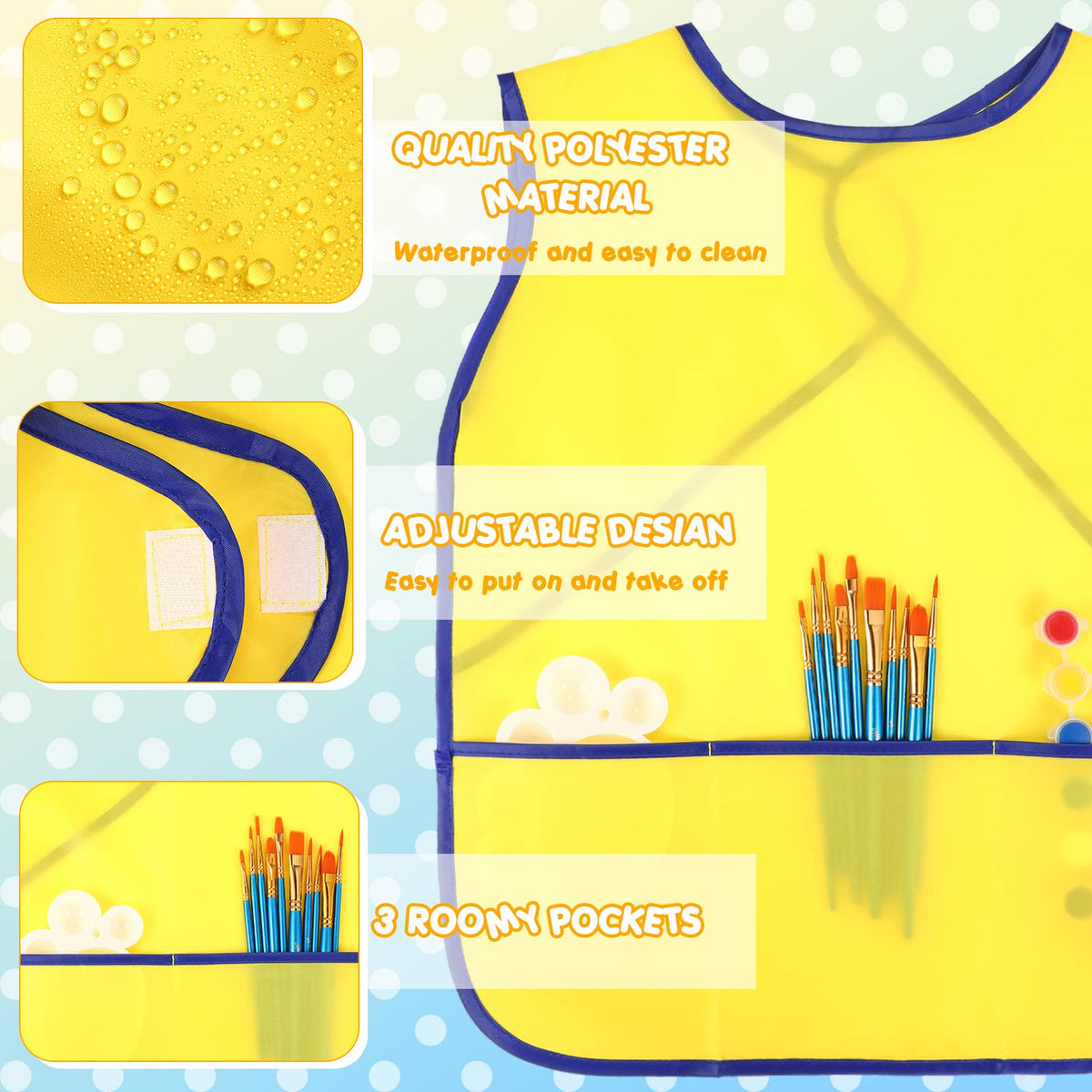Juinipe sleeveless design allows full arm movement for creative painting.