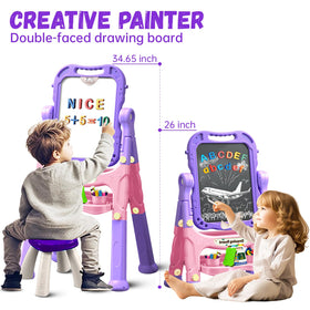 Juivin art easel in adjustable standing height to grow with your child.