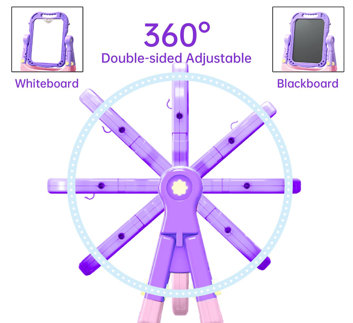 Juivin art easel illustrating quick, tool-free assembly for immediate creativity.