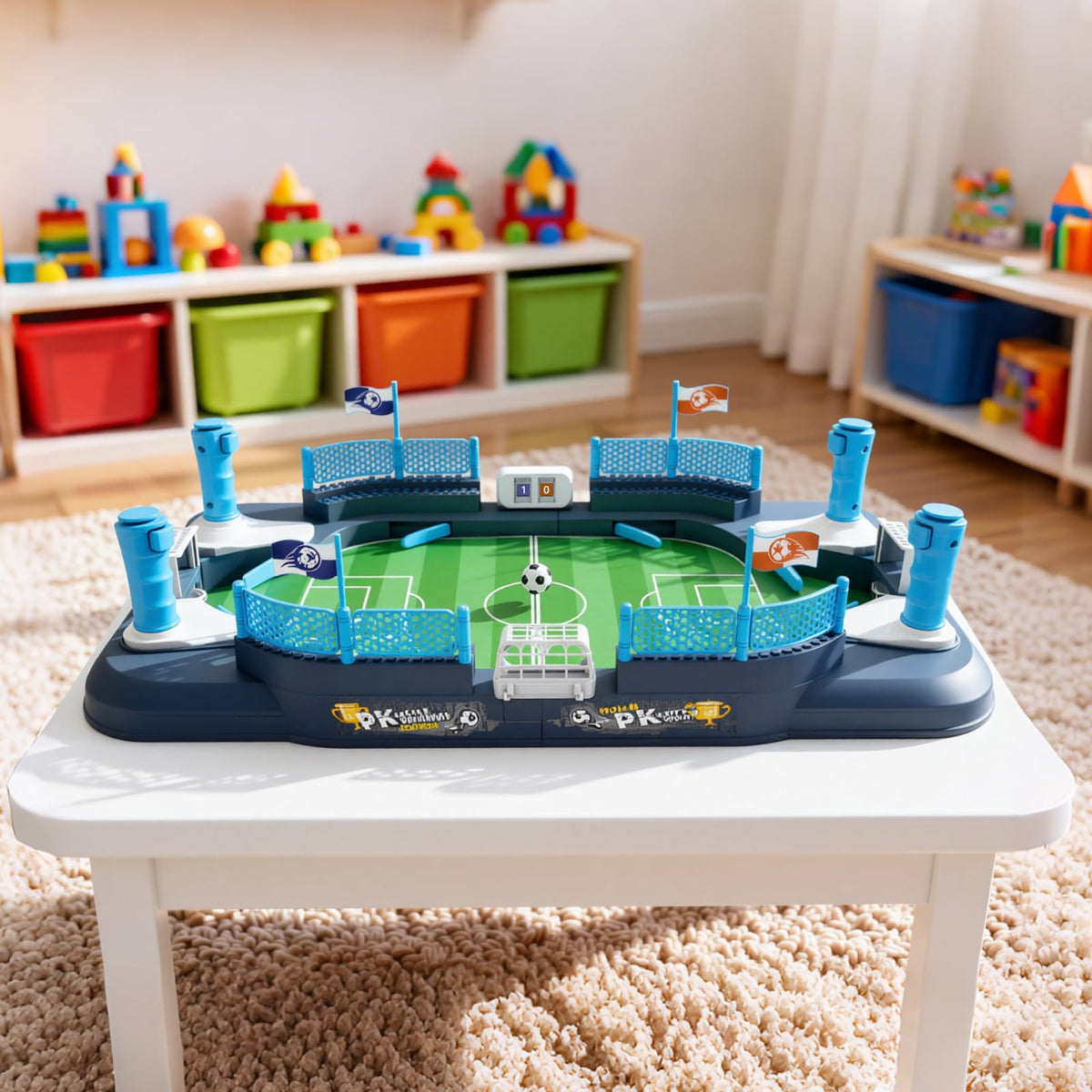 Juivin soft-plastic ball supports safe indoor play and gentle surface contact.