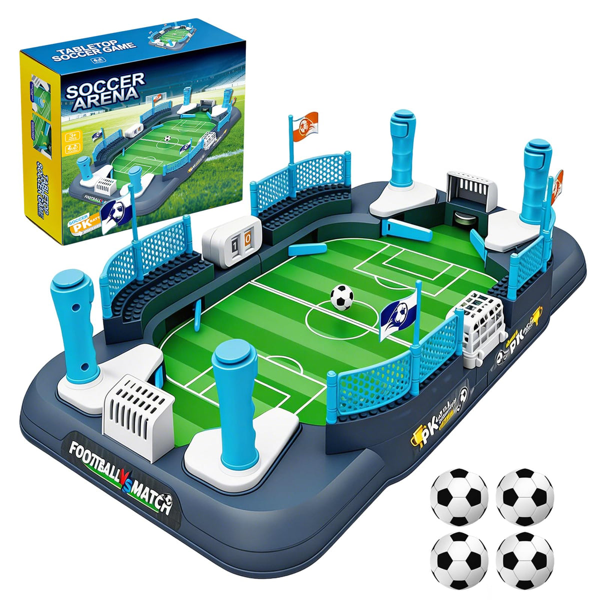 Juivin Tabletop Soccer Set full view for family play and quick setup.