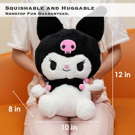 Juju Black Kawaii Plush on bed or shelf adds pastel charm and whimsy