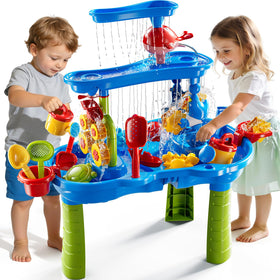 JUKUDAHU 3-tier water table with kids playing for cooperative outdoor exploration