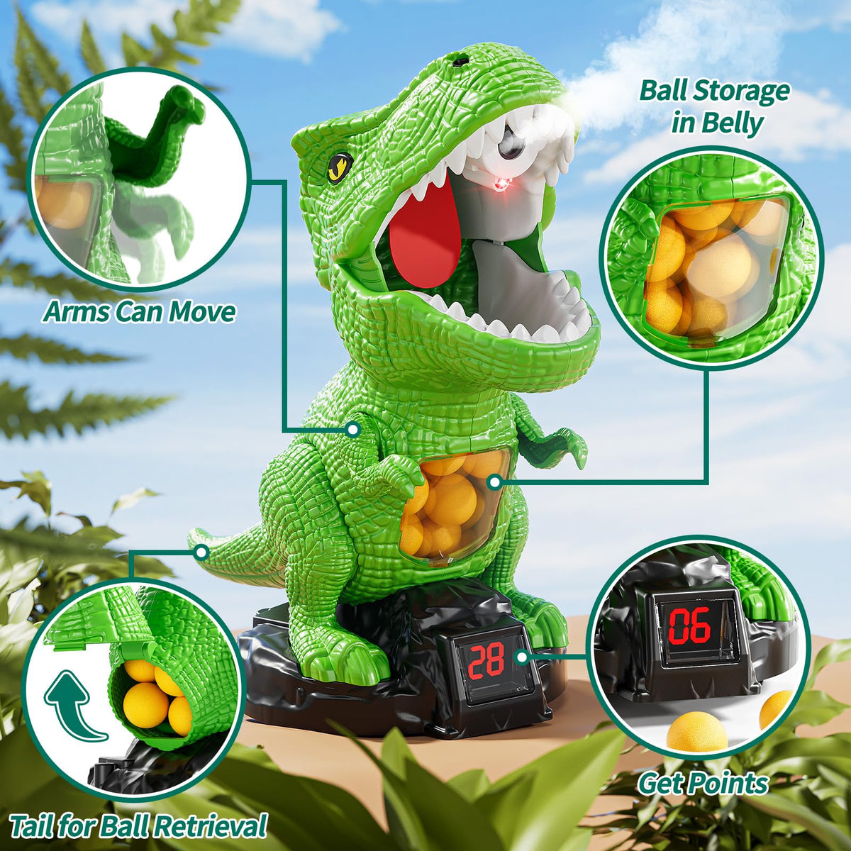 Jukudahu air-pump shooter demonstrates 360-degree rotation for quick ball launches.